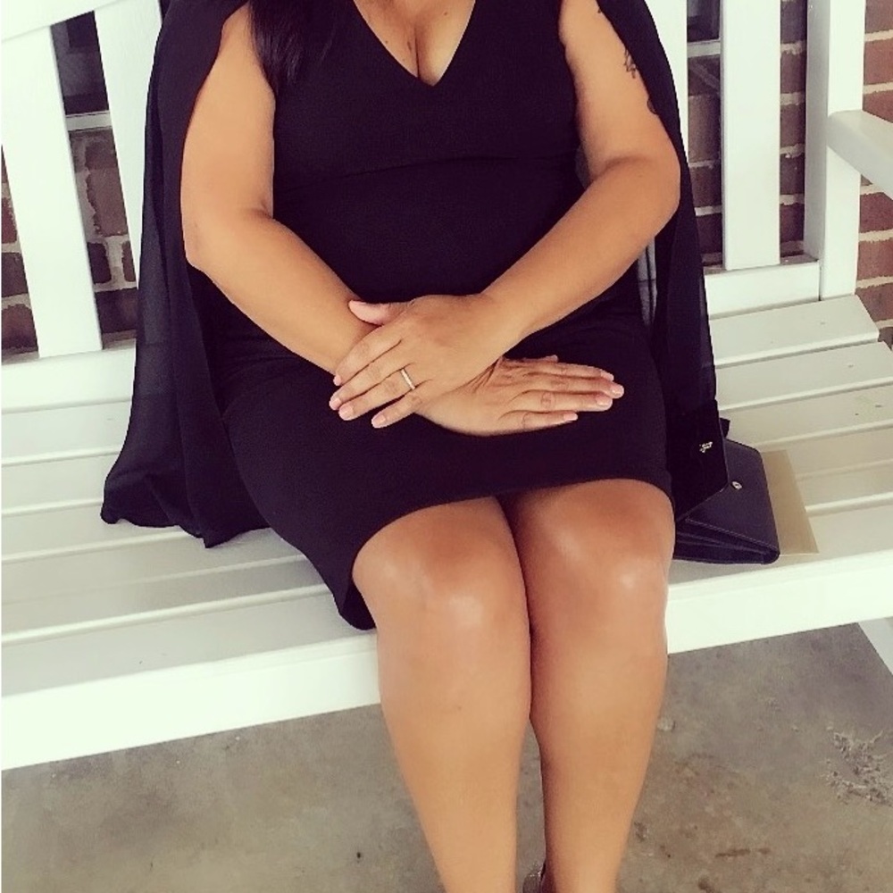 Calvin Klein Black Dress with attached cape